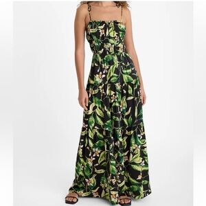 Express Black and Green Spaghetti Strap Maxi Dress